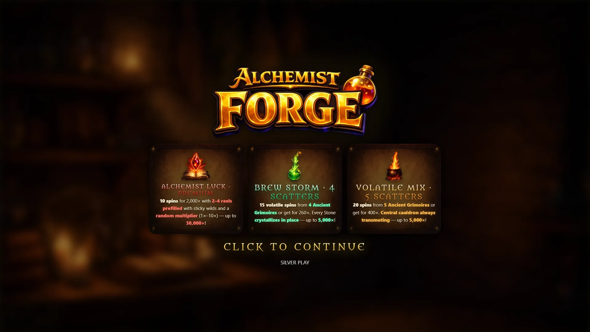 Alchemist Forge intro screen