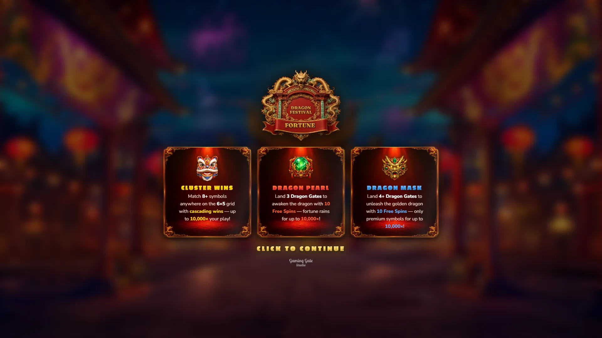 Dragon Festival Fortune intro screen