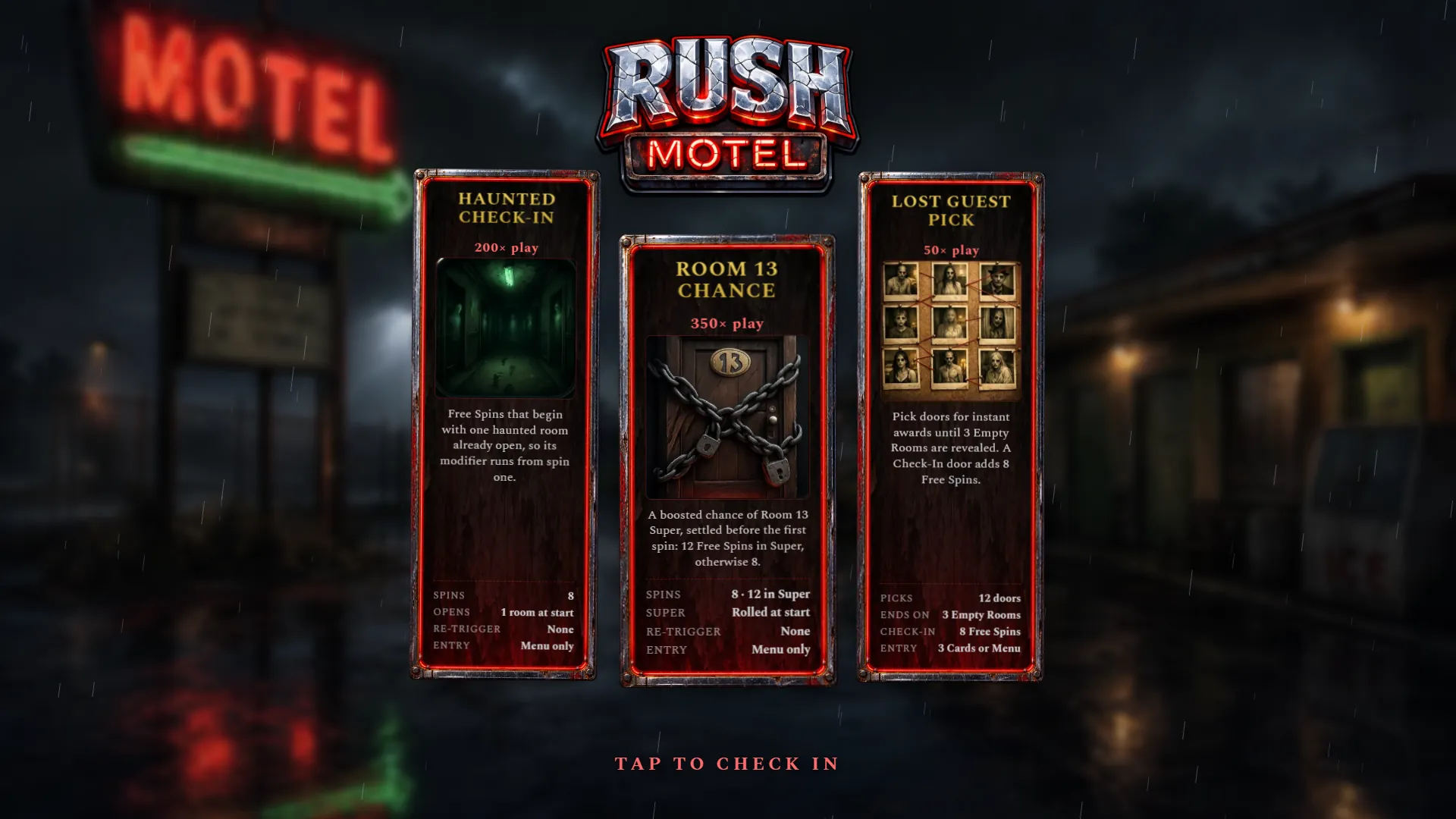 Rush Motel intro screen