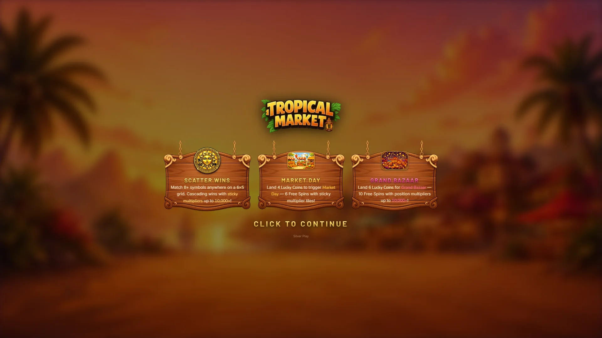Tropical Market intro screen